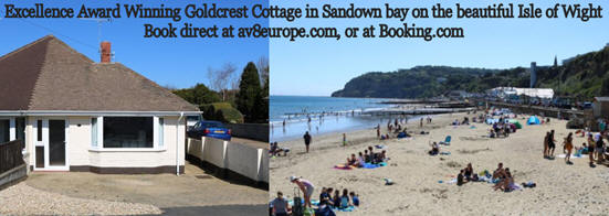 Goldcrest Cottage self-catering accommodation and Sandown beach on the Isle of Wight